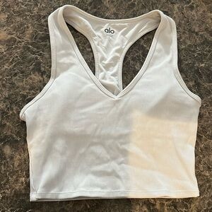 White alo Goddess Ribbed Cropped Racerback Tank